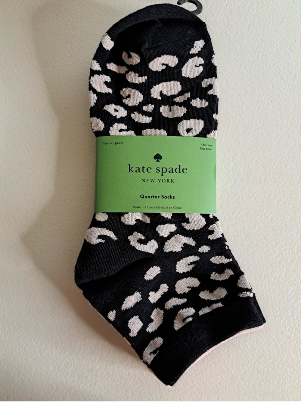 kate spade Black and White Leopard-Print Quarter Socks - 3-pack